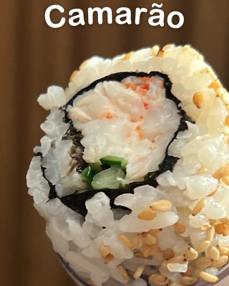 Sushi de Camarão no tubo Tubushi, push-to-eat